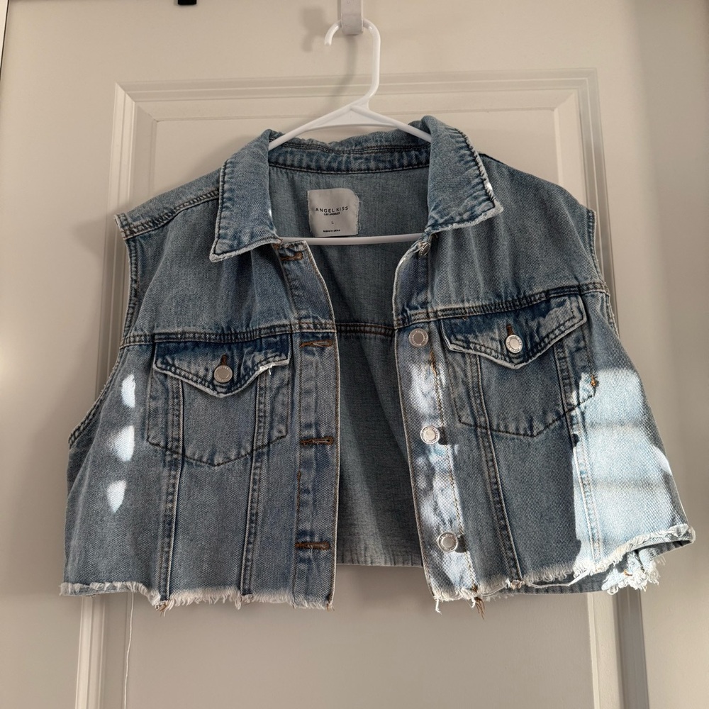 Angel Kiss Cropped Denim Vest